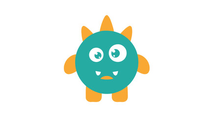 Cute Cartoon Monster with Spikes and Googly Eyes.