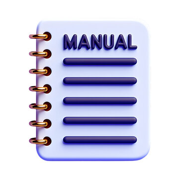 Open spiral notebook with manual text and lined pages symbolizing information and learning resources isolated on transparent background