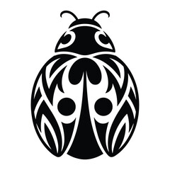 Tribal style black ladybug silhouette with intricate wing patterns