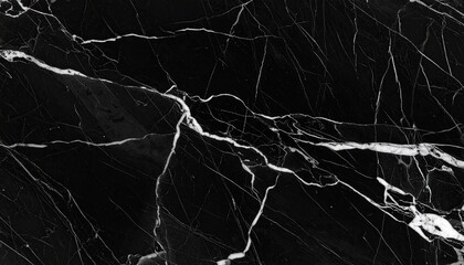 Dark Veined Marble Texture in High Contrast Abstract Pattern with Black and White Tones Stone Surface Background