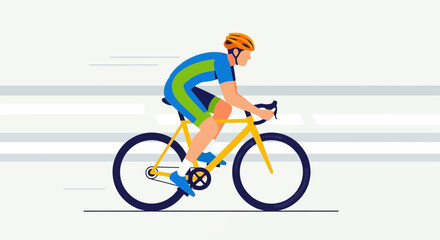 Naklejka premium Cycling Athlete In Action, Colorful Illustration Depicting Speed And Motion, Road Bike