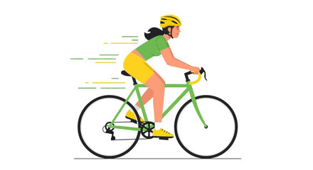 Naklejka premium Cycling Female Athlete Riding Bicycle, Sporting Activity And Healthy Lifestyle Concept