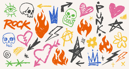 Punk rock art with flames and symbols © DGIM studio