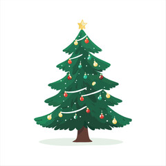 Festive Christmas tree decorated with colorful ornaments