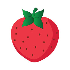 Fresh strawberry with green leaves isolated on white background