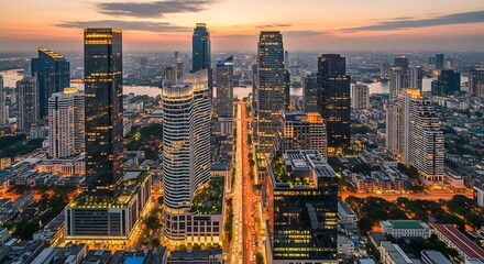 Obraz premium City Skyline at Sunset