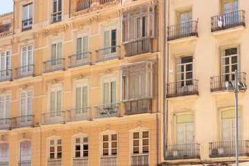 Malaga, Andalusia, Spain. 4 September 2025. Historic residential buildings