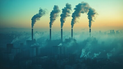 Fototapeta premium Industrial pollution at dawn
