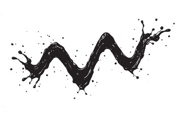 Abstract Black Ink Splash Wave Design | Creative Liquid Paint Splatter Art on White Background