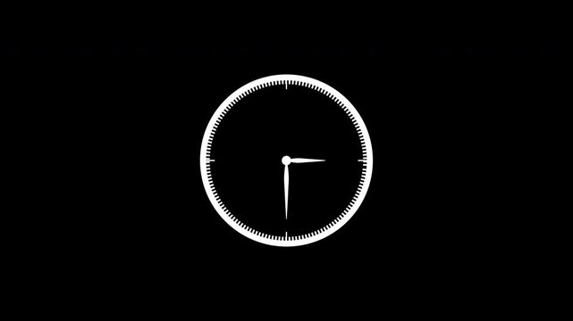 Circle clock isolated animation, Analog counting down clock isolated with tricks white background