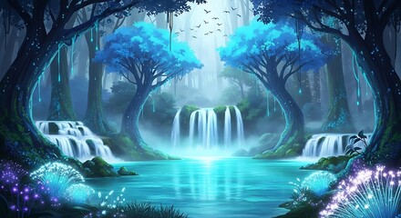 Waterfall in Enchanted Forest