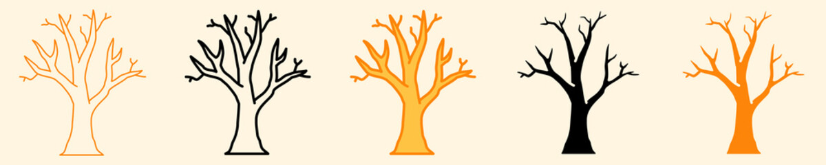 Bare Tree Icon Set Multiple Style Collection