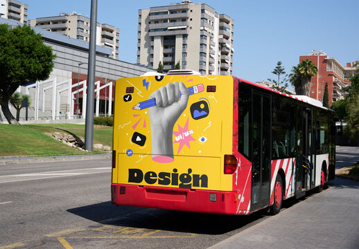 Barcelona rear Bus Mockup