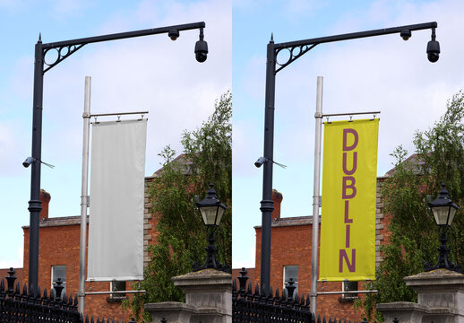 Fly banner mockup in Dublin, Ireland.