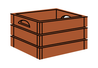 Cartoon wooden box. Delivery package, cargo shipping wooden box flat vector illustration. Wood delivery package on white