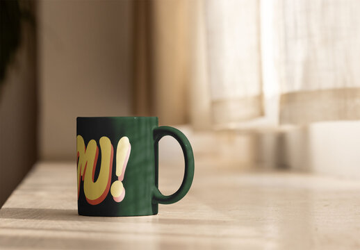 Mockup of handle Cup on Table 