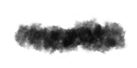 Dark black smoke cloud isolated on white background. Realistic foggy vapor texture with dense haze effect. Perfect for fire, pollution, or abstract digital design projects.