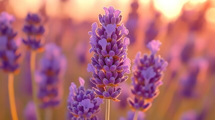 Fototapeta premium Lavender blooms at sunset