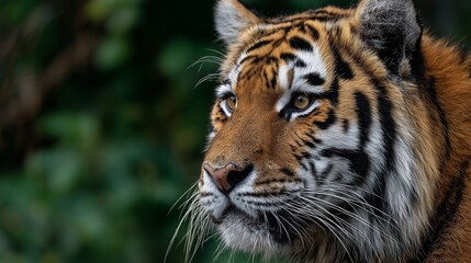 Close-up of a majestic tiger in nature.