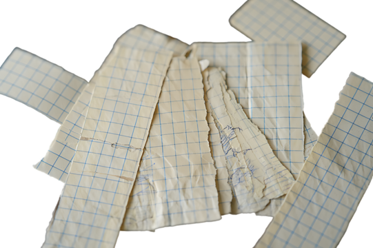 Pieces of torn paper on transparent background.