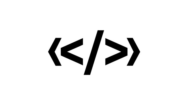 Black Code Symbol: Angle Brackets with Slash for Programming.