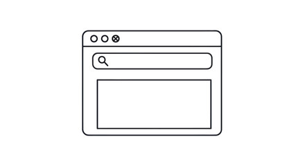 Minimalist line art illustration of a web browser window with a search bar.