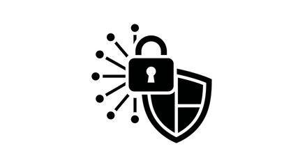 Obraz premium Network Security Shield Icon with Lock.