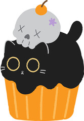 Black Cat Cupcake, Halloween Cat Cupcake, Creepy Cute Cupcake