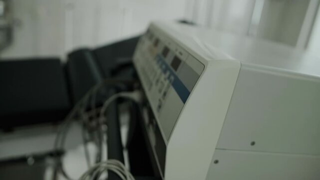 A modern device in medicine, an electrocoagulator, is used during surgical operations and to stop bleeding, close-up