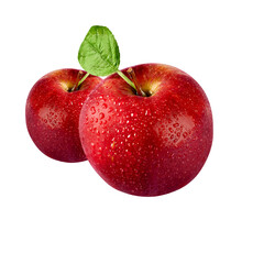 Juicy Red Apple with Water Drops Macro Photograph