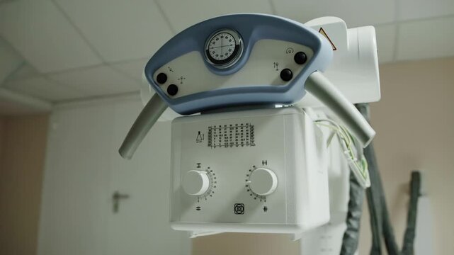 Modern X-ray machine in the X-ray room procedure room. Carrying out diagnostic procedures with X-rays, background