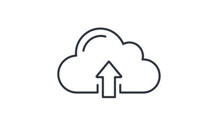 Simple Black and White Cloud Upload Icon.
