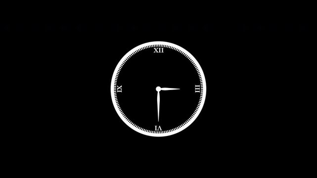Clock tricking timer, black background. analog clock Motion Animation Animation.