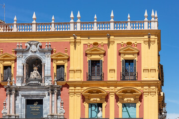 Fototapeta premium Malaga, Andalusia, Spain. 4 September 2025. Historic residential buildings