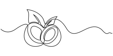 Continuous one single minimal line drawing coconut, Single continuous line drawing of World Coconut Day vector illustration. Fresh fruitage concept for fruit garden icon. Editable outline