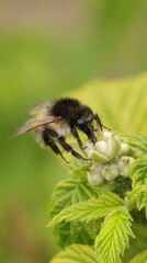 Bumblebee on a white flower