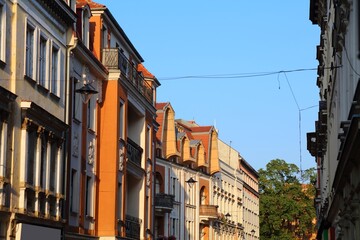 Krakowska street in Tarnowskie Gory city in Poland.