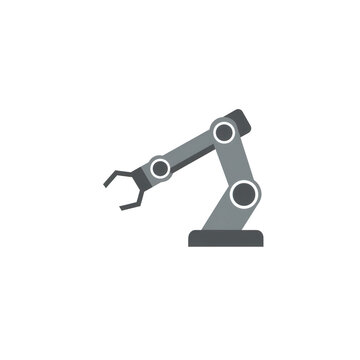 Grey robotic arm illustration isolated on transparent background