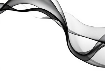 Abstract black wave form, flowing across white background,  ripple,  white
