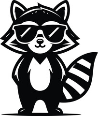 Cool Raccoon Mascot Character silhouette vector illustration isolated on white background