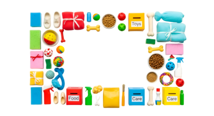 Creative Arrangement of Colorful Toy Items for Children’s Playtime Fun