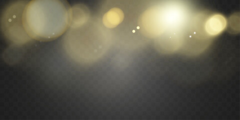 Gold bokeh lights glowing blur abstract background sparkle shine festive overlay.