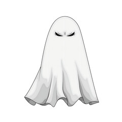 Cartoon ghost figure with menacing eyes floating against a plain background, ideal for Halloween themes