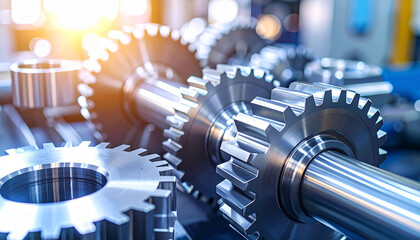 Close-up of Industrial Gears and Cogs on a Machine