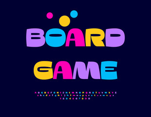 Vector Colorful sign Board Game. Modern Fashion Font. Bright Kids Alphabet Letters and Numbers set.