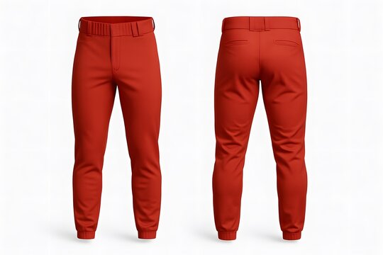 Red Baseball Pants Mockup Front and Back View &ndash; Bright Athletic Sportswear Template for Baseball Uniform Design