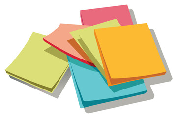 Several colorful square papers stacked on top of each other create an interesting pattern on white
