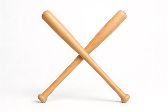 Crossed Baseball Bats Mockup – Pair of Wooden Timber Bats in Classic Sports Design