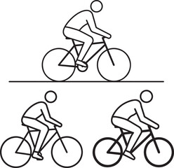 Obraz premium Three figures cycling silhouette