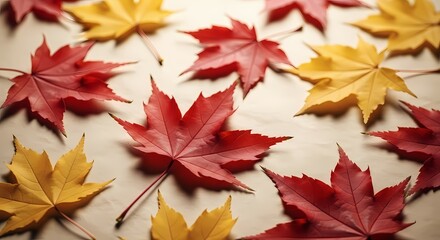 Autumn Leaves Red and Yellow Background Texture Fall Pattern